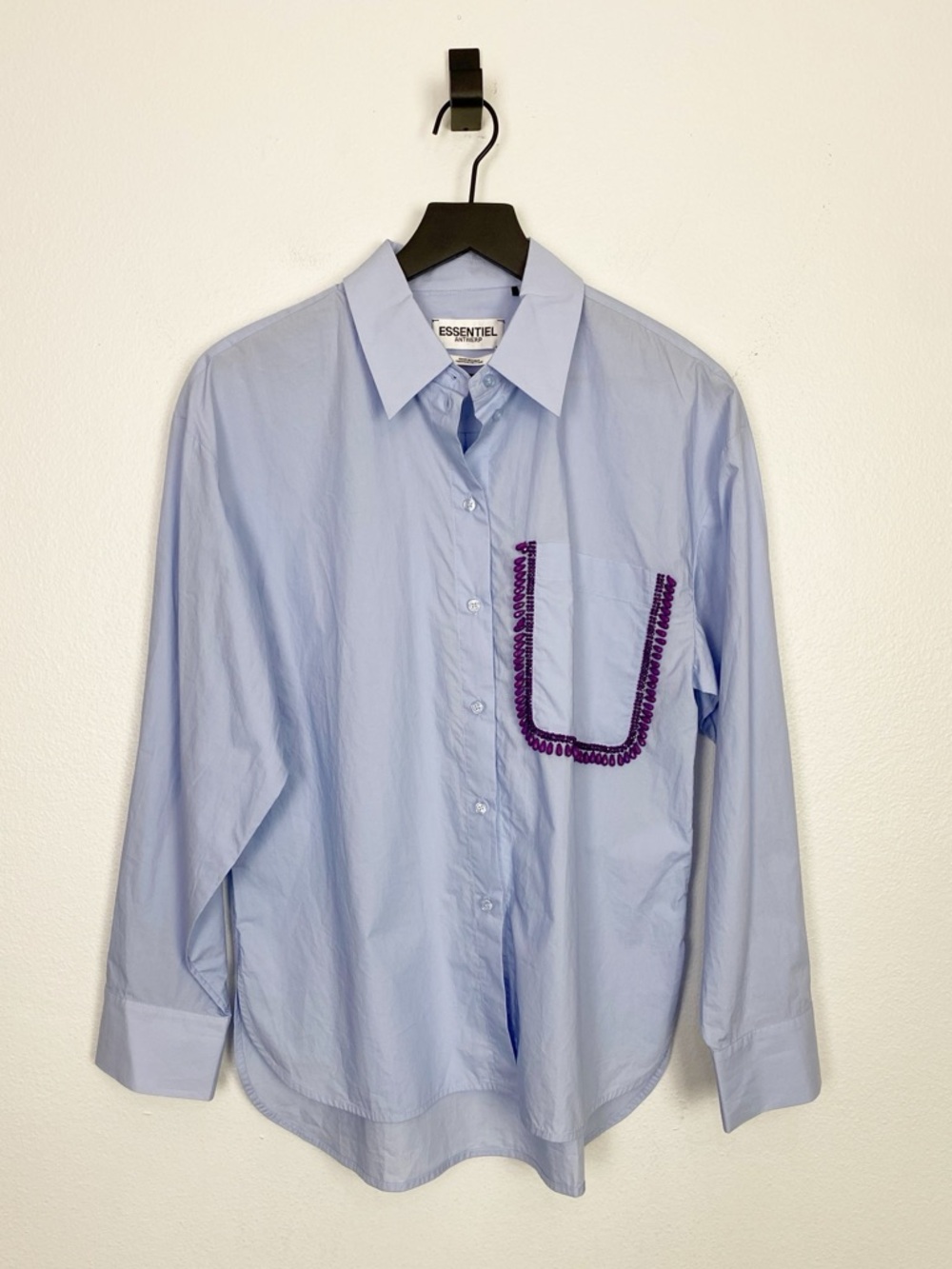 Essentiel Antwerp Get Cotton Shirt with Beaded Embroidery - Picture 3 of 7